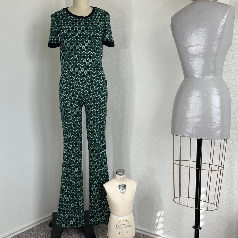 Zara Jacquard Geometric Print 70s Trousers Set Knit Top Outfit - Picture 2 of 11